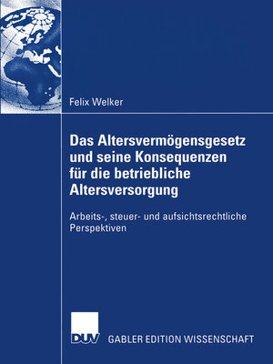 cover image of Das Altersvermögensgesetz und seine Konsequenzen für die betriebliche Altersversorgung